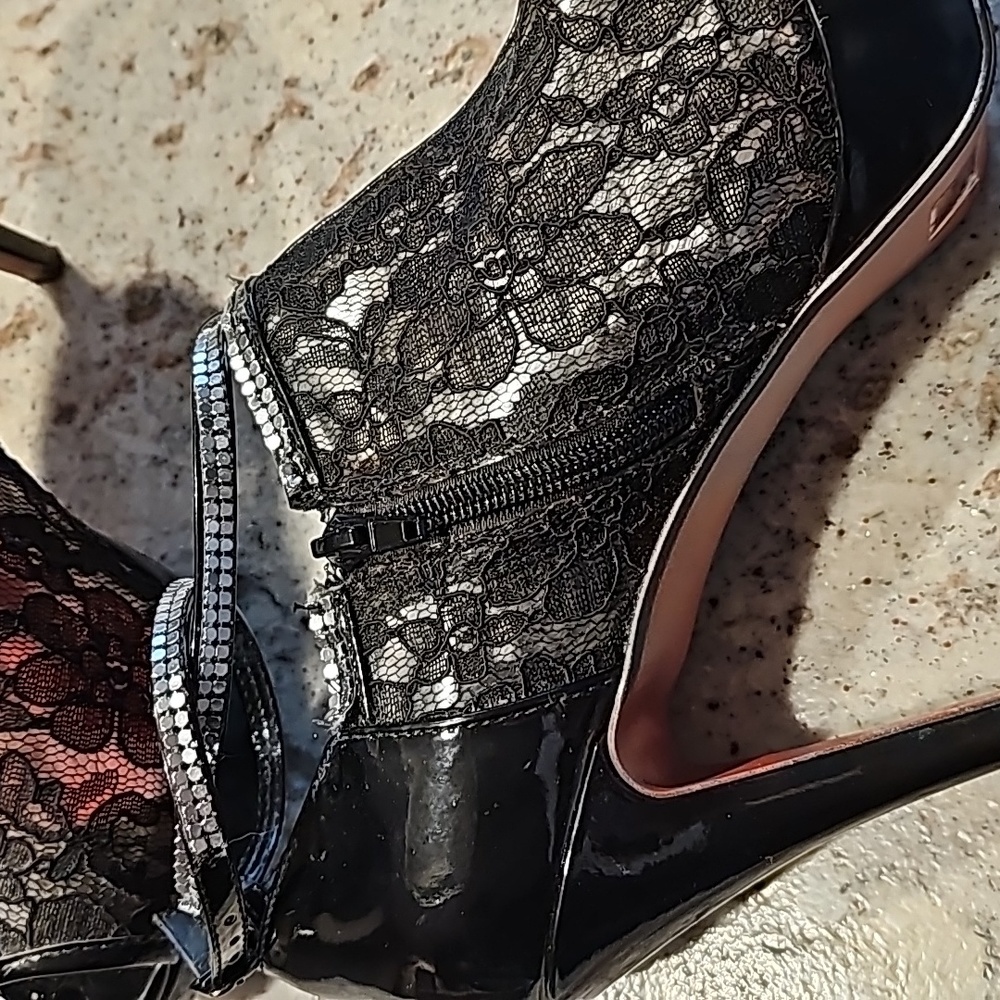 Nadara Black Lace Heels - Picture 3 of 9